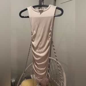 Cream Steve Madden ruched mini body-con dress